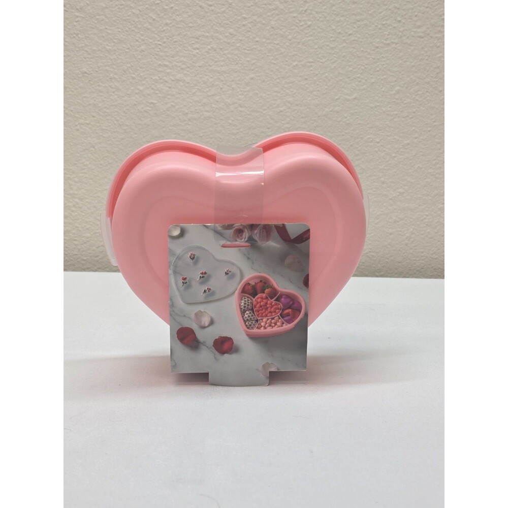 CWC Pink Heart Shaped Snack Box Divided Food Container Vanity Storage Organizer - Picture 3 of 3